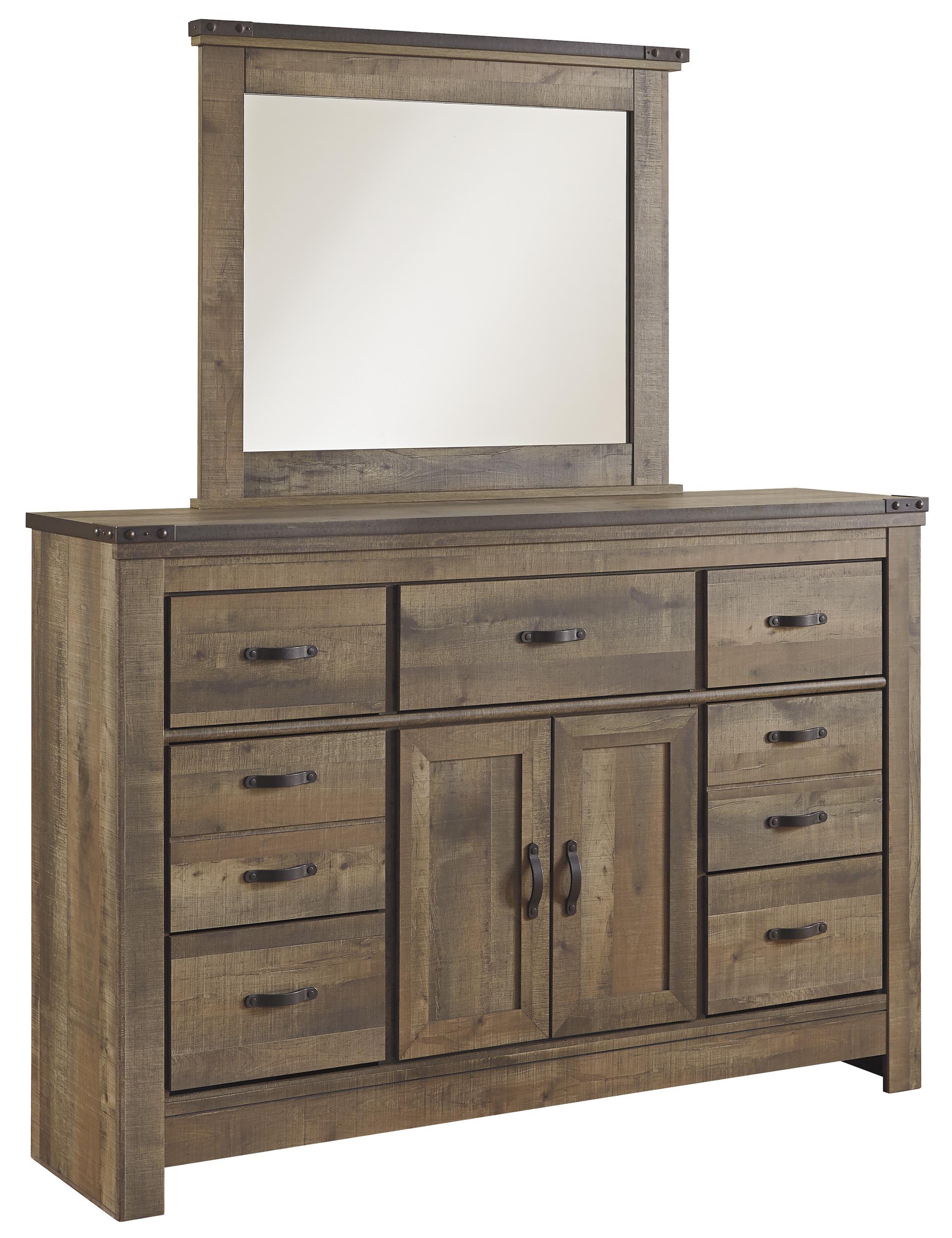 Signature Design by Ashley Trinell Rustic Look Dresser with Doors